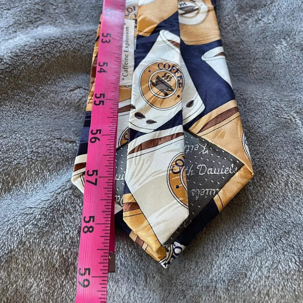 Keith Daniels Coffee Cup Silk Tie Mens Novelty Drink Pattern classic‎ Necktie